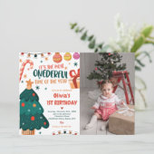 クリスマスの誕生日パーティーの写真 招待状 (スタンド正面)