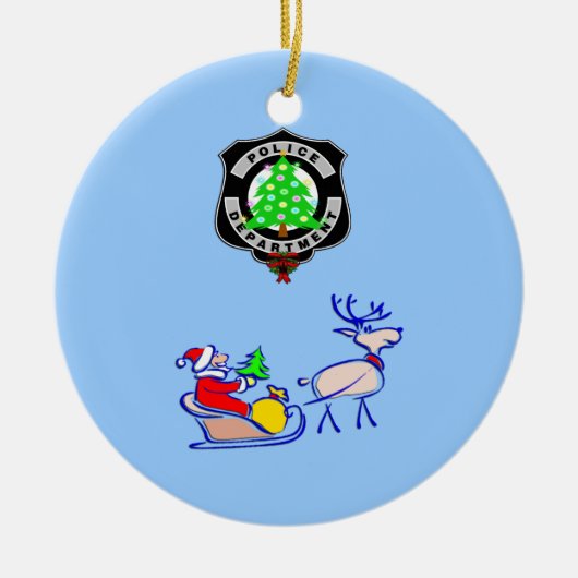 クリスマスの警察のギフト セラミックオーナメント (正面)