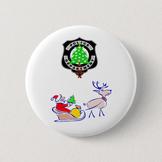 クリスマスの警察のギフト 缶バッジ (正面)