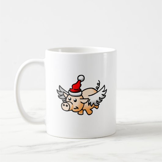 クリスマスの豚の美しい翼 コーヒーマグカップ (左)