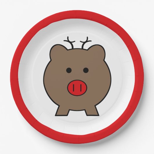 クリスマスの豚ロイ ペーパープレート (正面)