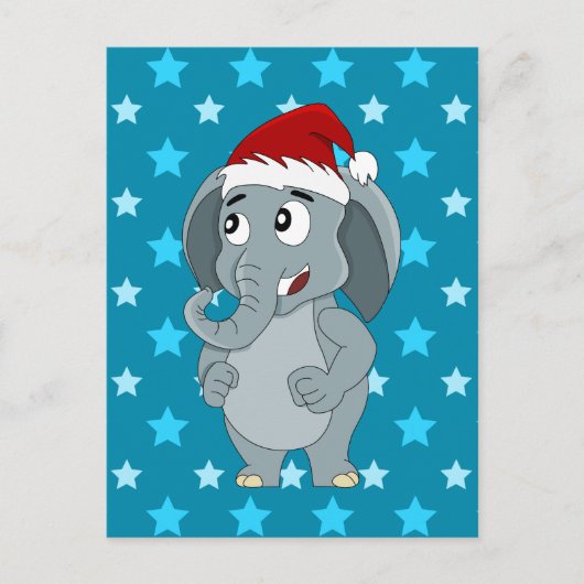 クリスマスの象のキャラクター シーズンポストカード (正面)