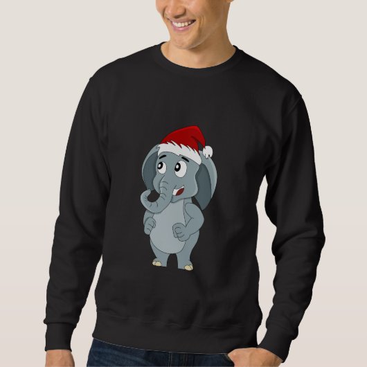 クリスマスの象のキャラクター スウェットシャツ (正面)