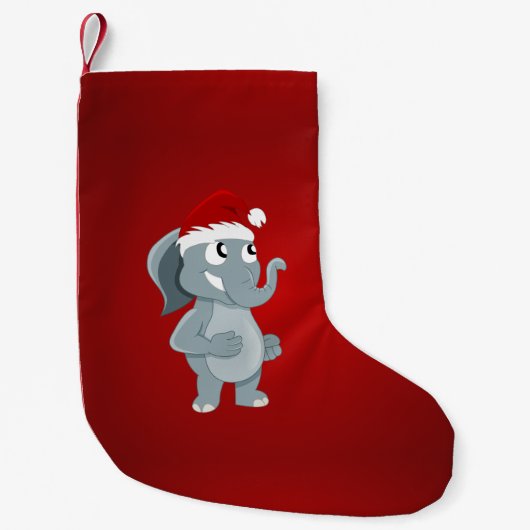 クリスマスの象のキャラクター スモールクリスマスストッキング (正面)