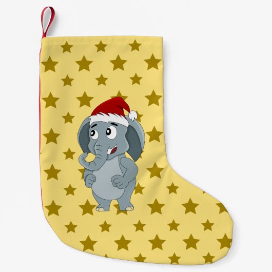 クリスマスの象のキャラクター スモールクリスマスストッキング (正面)
