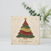 クリスマスの豪華な金のエナメルツリー カード (スタンド正面)