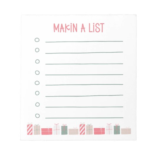 クリスマスの買い物リスト帳 | ギフトメモ帳 ノートパッド (正面)