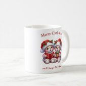 クリスマスの賛美歌を歌うかわいいテディベアの双子 コーヒーマグカップ (正面右)