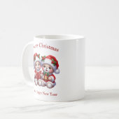 クリスマスの賛美歌を歌うかわいいテディベアの双子 コーヒーマグカップ (正面左)