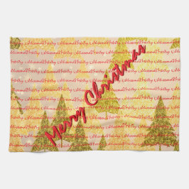 クリスマスの贅沢なクリスマスツリーの祝祭 キッチンタオル