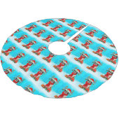 クリスマスの贈り物と雪の中の聖ベルナール ブラッシュドポリエステルツリースカート (アングル)