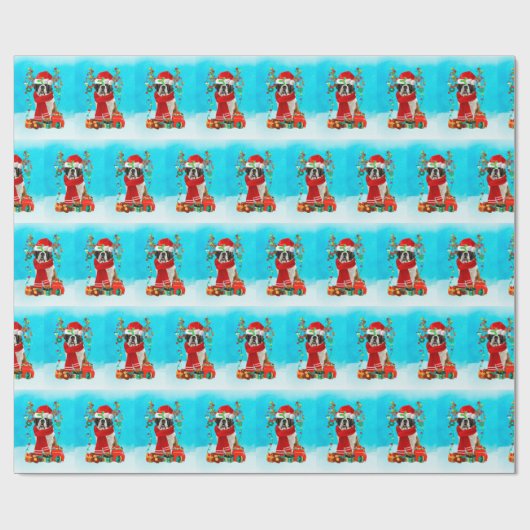 クリスマスの贈り物と雪の中の聖ベルナール ラッピングペーパー (フラット)