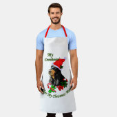 クリスマスの贈り物に関するブラックとタン エプロン (着用した状態)