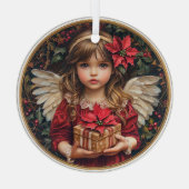クリスマスの贈り物の季節 天使の優しいクリスマス ガラスオーナメント (裏面)