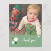 クリスマスの贈り物の緑と写真をありがとう 案内ポストカード (正面)