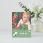 クリスマスの贈り物の緑と写真をありがとう 案内ポストカード (スタンド正面)