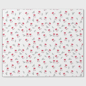 クリスマスの贈り物の靴下の模様 スプルースの枝 ラッピングペーパー (フラット)