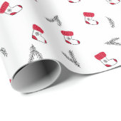 クリスマスの贈り物の靴下の模様 スプルースの枝 ラッピングペーパー (ロールコーナー)