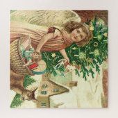 クリスマスの贈り物やプレゼントを運ぶ天使 ジグソーパズル (横)