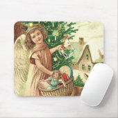 クリスマスの贈り物やプレゼントを運ぶ天使 マウスパッド (マウス)
