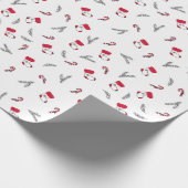 クリスマスの贈り物用ストッキングとペロペロキャンディーの模様 ラッピングペーパー (角)