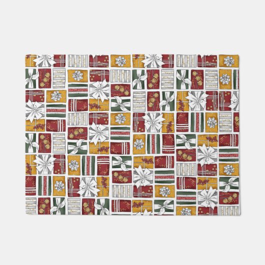 クリスマスの贈り物（弓あり） ドアマット (正面)