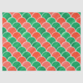 クリスマスの赤いおよび緑の色彩の鮮やかなスケールパターン 薄葉紙 (正面)