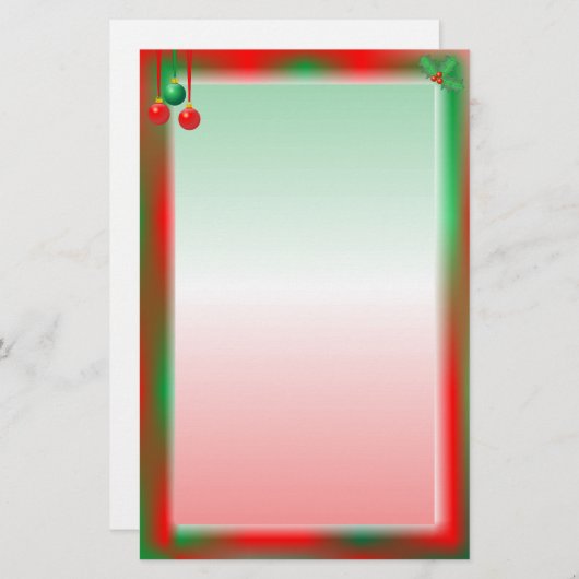 クリスマスの赤いですか緑のボーダー 便箋 (正面/裏面)