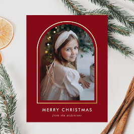 クリスマスの赤いアーチの写真 箔シーズンポストカード