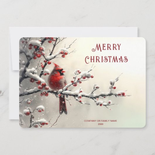 クリスマスの赤いカーディナル ホリデーカード (正面)