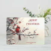 クリスマスの赤いカーディナル ホリデーカード (スタンド正面)