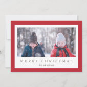 クリスマスの赤いギンガムチェックの格子状の写真カード シーズンカード (正面)