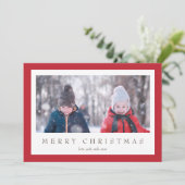 クリスマスの赤いギンガムチェックの格子状の写真カード シーズンカード (スタンド正面)