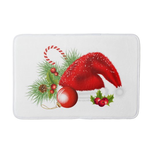 クリスマスの赤いサンタの帽子 バスマット (正面)