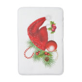 クリスマスの赤いサンタの帽子 バスマット (正面縦)