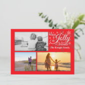 クリスマスの赤いジョリーな雪の結晶のホリデー写真カード シーズンカード (スタンド正面)