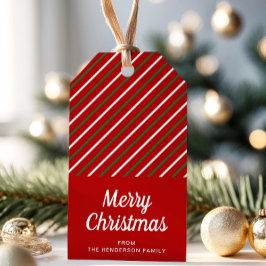 クリスマスの赤いストライプ ギフトタグ