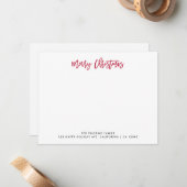 クリスマスの赤いタイポグラフィ クラシックファミリー ノートカード (正面/裏面インサイチュ)