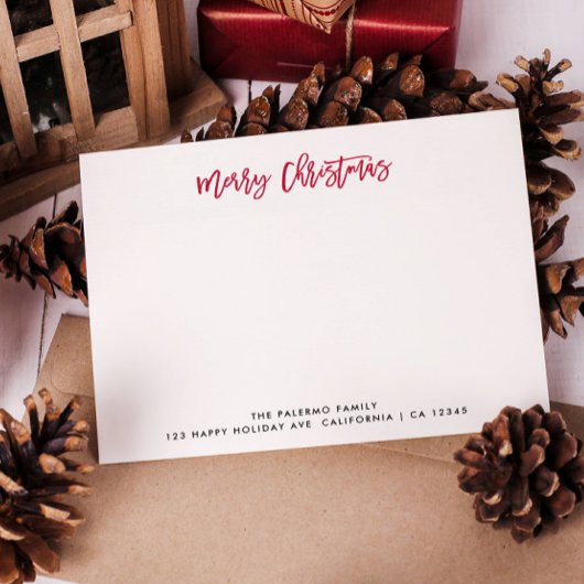 クリスマスの赤いタイポグラフィ クラシックファミリー ノートカード