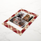 クリスマスの赤いチェック柄のホリデーカード 箔シーズンカード (回転した状態)