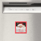 クリスマスの赤いチェック柄の休日の斜めストライプ マグネット (インサイチュ (食洗機))