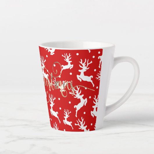 クリスマスの赤いトナカイたち カフェラテマグ (右)