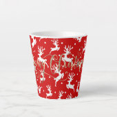 クリスマスの赤いトナカイたち カフェラテマグ (正面)