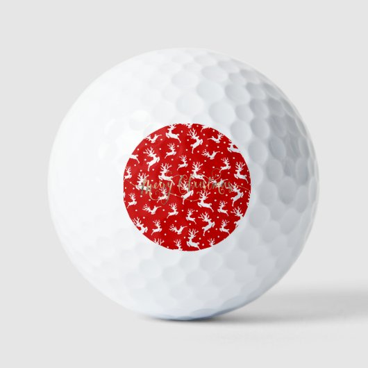 クリスマスの赤いトナカイたち ゴルフボール (正面)