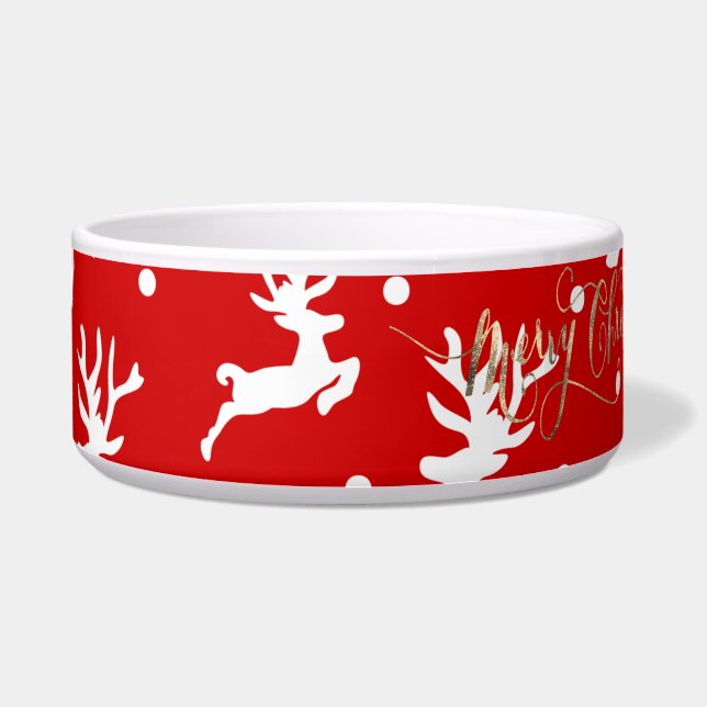 クリスマスの赤いトナカイたち ボウル (正面)