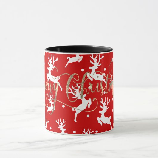クリスマスの赤いトナカイたち マグカップ (中央)