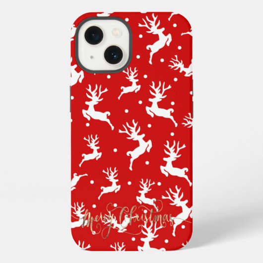 クリスマスの赤いトナカイたち iPhoneケース (裏面)