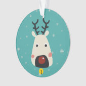 クリスマスの赤いトナカイの雪の結晶と名前の青 オーナメント (正面)