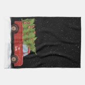 クリスマスの赤いトラックと名前 キッチンタオル (横)