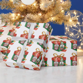 クリスマスの赤いノームと緑のノーム ラッピングペーパー